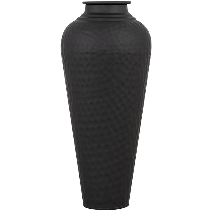 Exquisite Matt Black Hammered Vase With Lid
