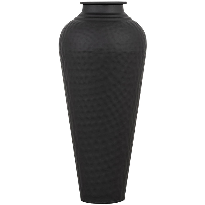 Exquisite Matt Black Hammered Vase With Lid