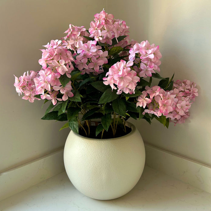 Large Realistic Pink Hydrangea Plant In Pot