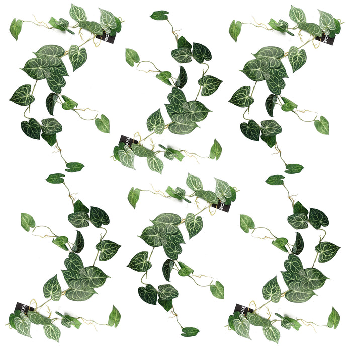 6 x 100cm Artificial Hanging Trailing Rounded Ivy Plant