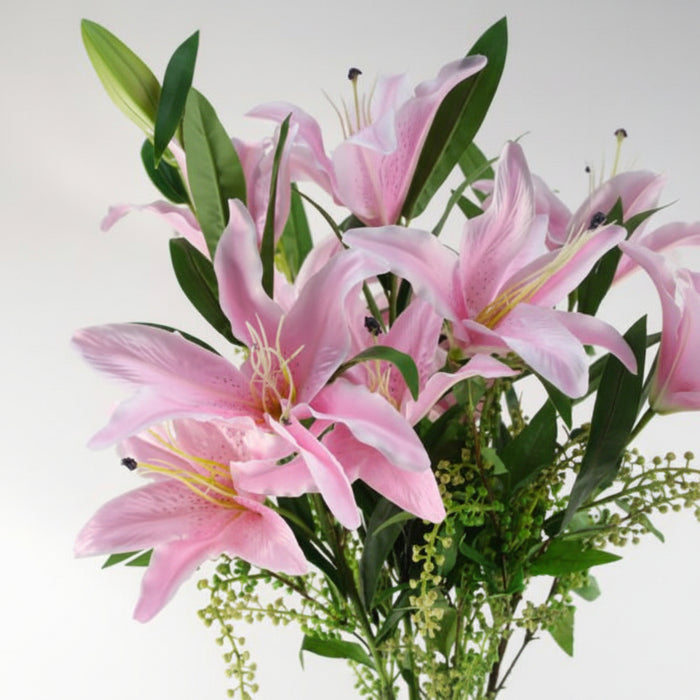 100cm Large Pink Lily 6 x Stems – 18 Flowers