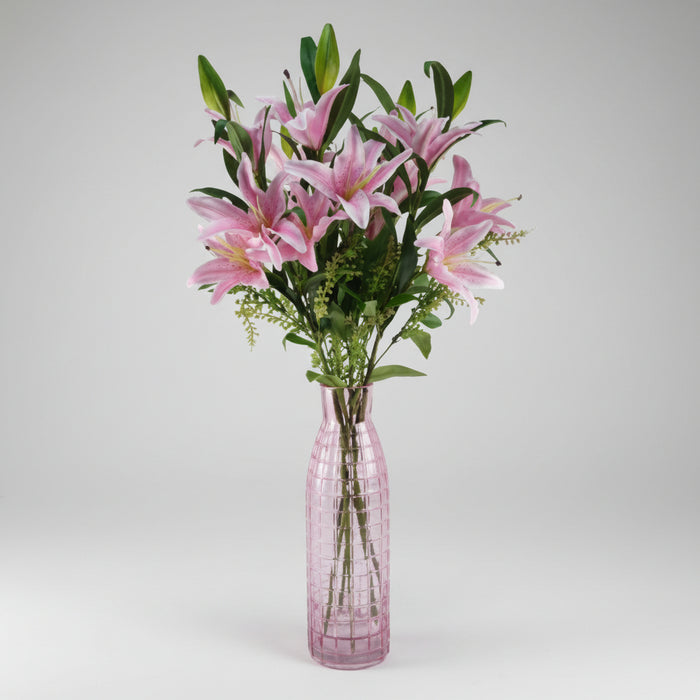 100cm Large Pink Lily 6 x Stems – 18 Flowers