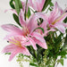 100cm Artificial Pink Lily Flower Arrangement Glass Vase
