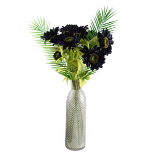 50cm Smoke Grey Diamond Tall Glass Vase