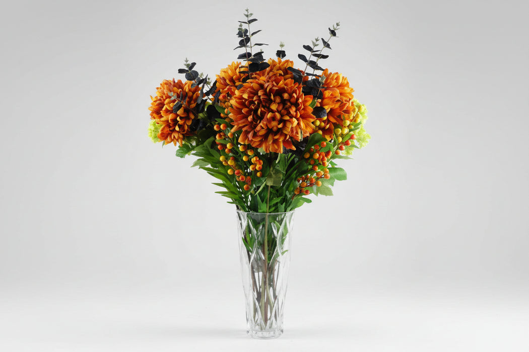 35cm Clear Chunky Ridged Glass Vase