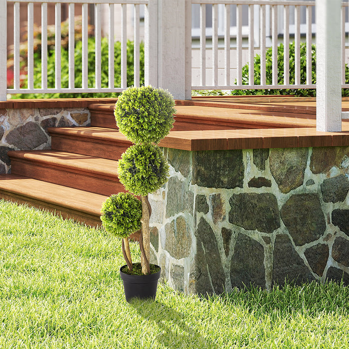 90cm Boxwood Ball Topiary Tree in Pot Home Indoor Outdoor Decor, Light Green