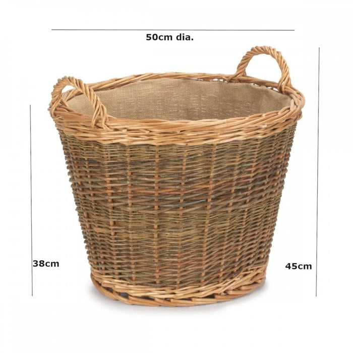 Natural Willow Unpeeled Log Basket with Hessian Lining – 50m