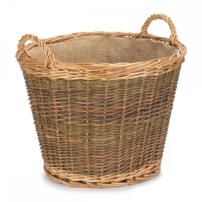 Natural Willow Unpeeled Log Basket with Hessian Lining – 50m