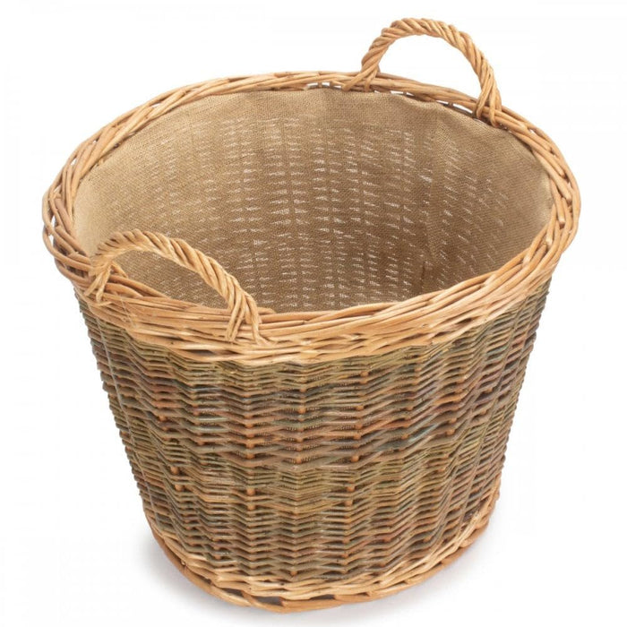 Natural Willow Unpeeled Log Basket with Hessian Lining – 50m