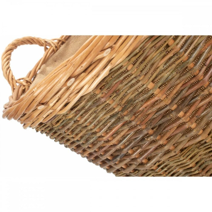 Natural Willow Unpeeled Log Basket with Hessian Lining – 50m
