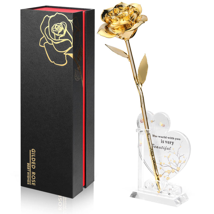 Gold Dipped Real 24K Stem Gold-Plated Rose.