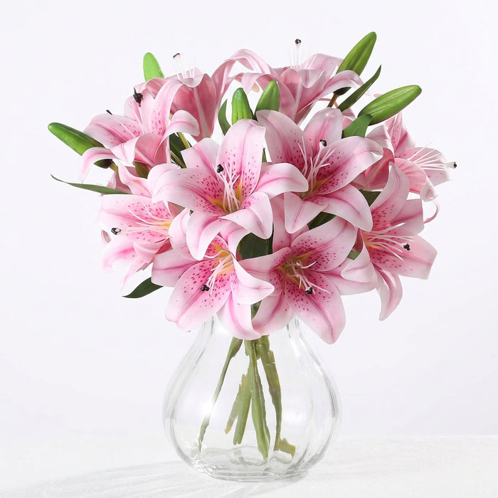 Artificial Light Pink Lily Flowers – 40cm | Set of 6 Stems