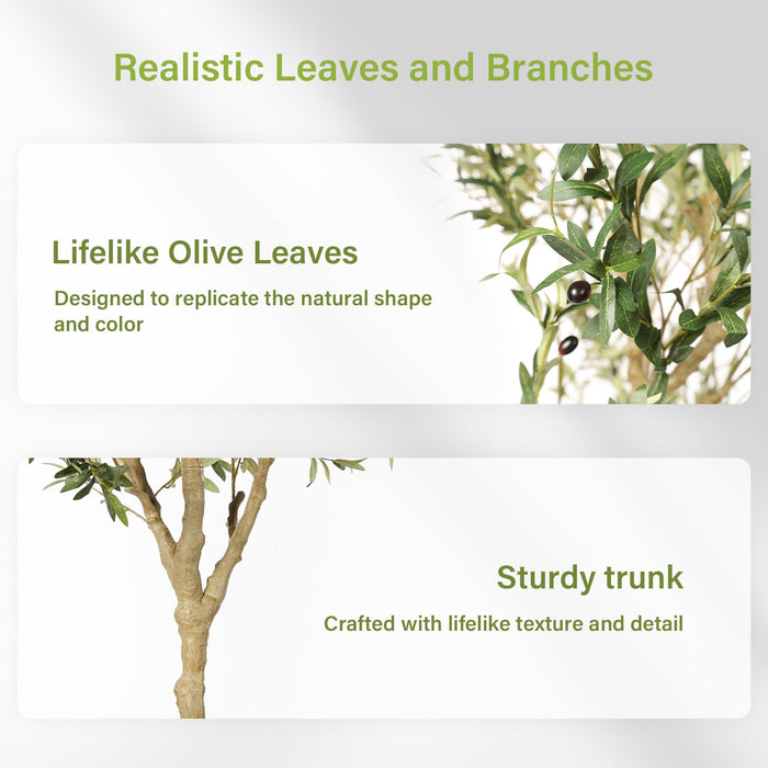 Mediterranean Olive Tree – 210cm with UV-Resistant, Natural Wood Trunk