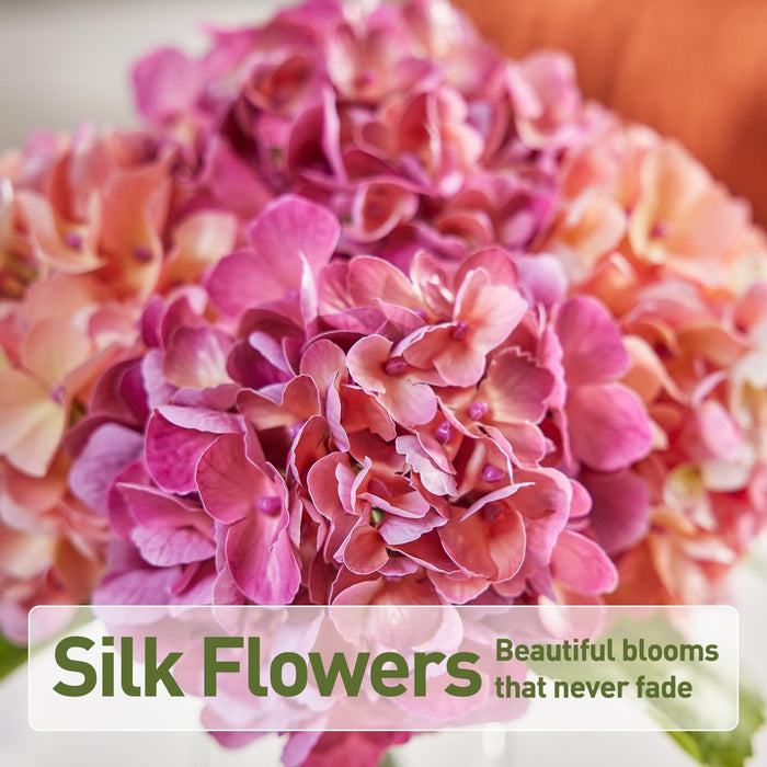 Hydrangea Artificial Real Touch Flowers in Vase – 33 cm with Faux Water - UV Resistant Silk Leaves