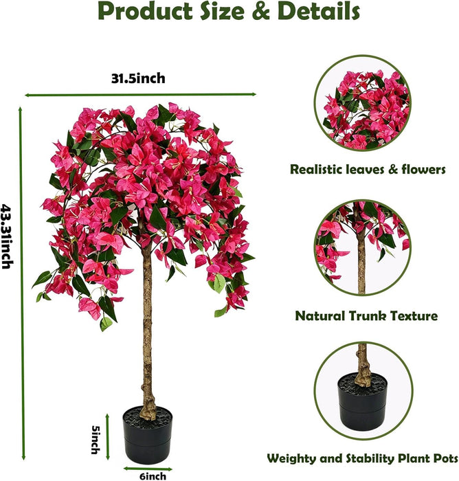 110CM Bougainvillea Tree - Indoor /Outdoor Flowering Tree Wood Trunk