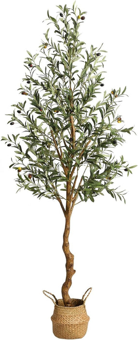 6FT/180cm Olive Tree with Faux Olive Fruits and Wood Trunk