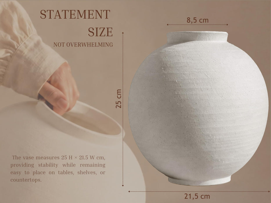 Large Stone-Effect Ceramic Vase – 25cm