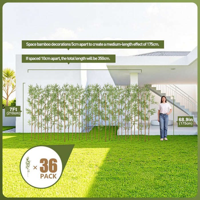 Artificial Natural Bamboo Tree, 210cm UV Resistant, 36 Poles
