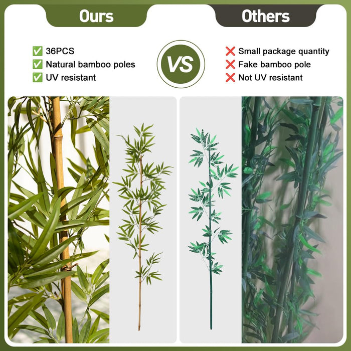 Artificial Natural Bamboo Tree, 210cm UV Resistant, 36 Poles