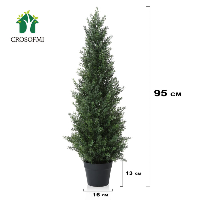 95cm Cedar Tree, Topiary Outdoor Faux Plants, 2 Pack