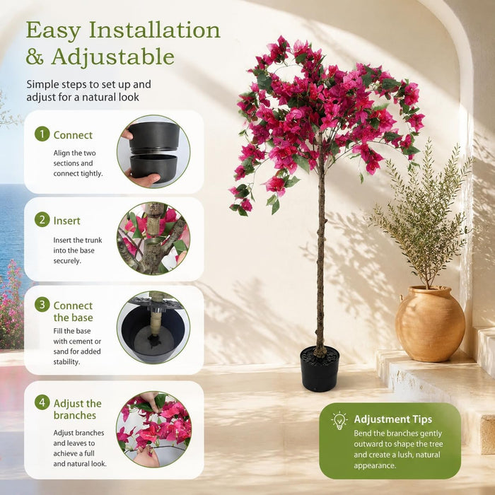110CM Bougainvillea Tree - Indoor /Outdoor Flowering Tree Wood Trunk