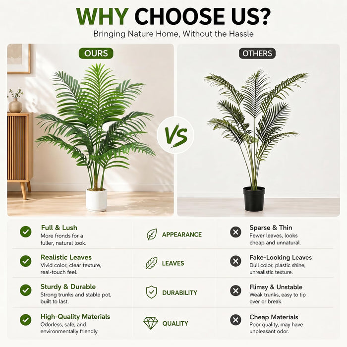 90cm Faux Areca Palm Tree in White Pot