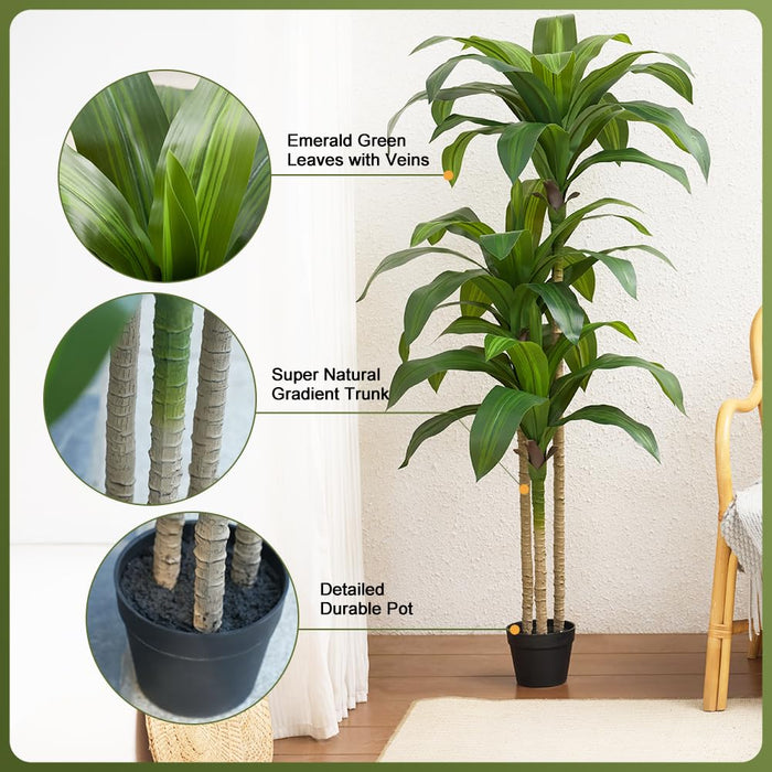 150cm Dracaena Tree, Faux Plant with Pot