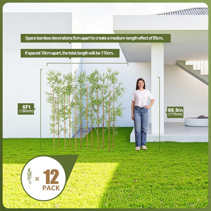 Artificial Bamboo Tree, 180cm UV Resistant, 12 Poles