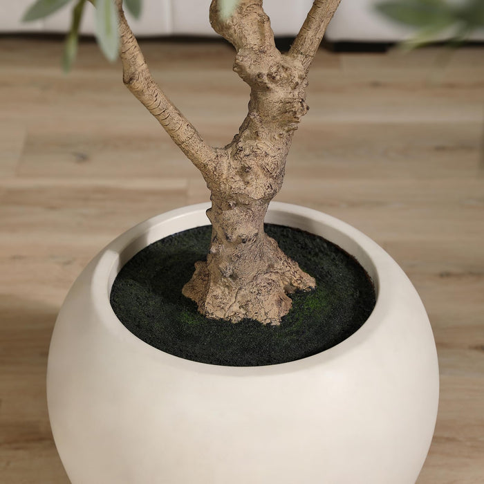 8 Feet Tall Faux Olive Tree with Round Artisan Planter, Premium Handmade, Realistic Trunk & Lifelike Leaves, Perfect for Large Spaces & Elegant Home/Office Decor