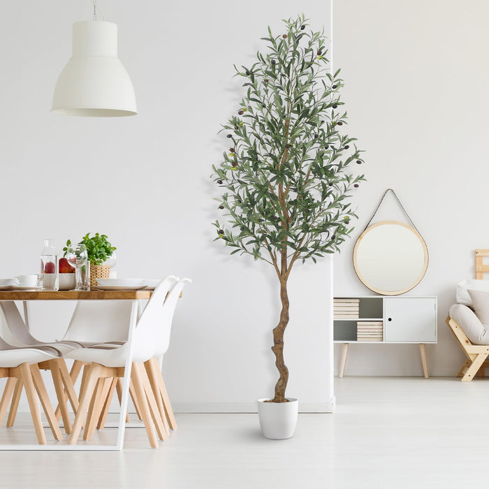 6FT/180cm Olive Tree with Faux Olive Fruits and Wood Trunk