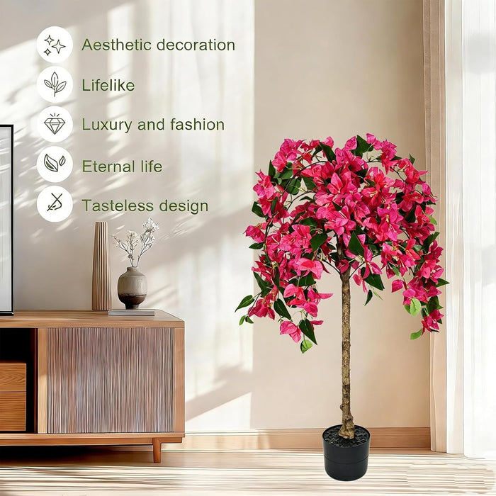 110CM Bougainvillea Tree - Indoor /Outdoor Flowering Tree Wood Trunk