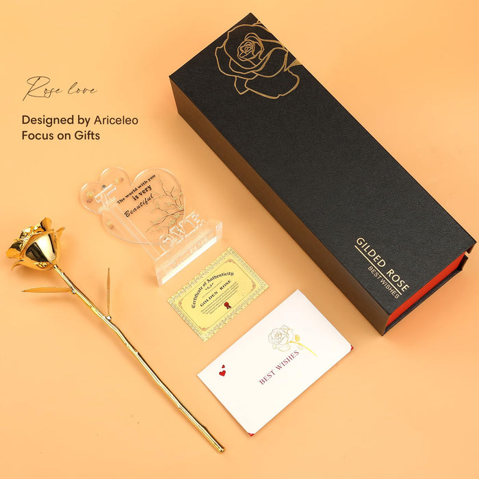 Gold Dipped Real 24K Stem Gold-Plated Rose.