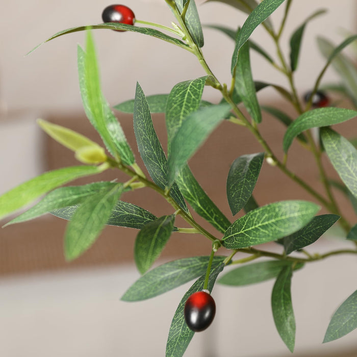 8 Feet Tall Faux Olive Tree with Round Artisan Planter, Premium Handmade, Realistic Trunk & Lifelike Leaves, Perfect for Large Spaces & Elegant Home/Office Decor
