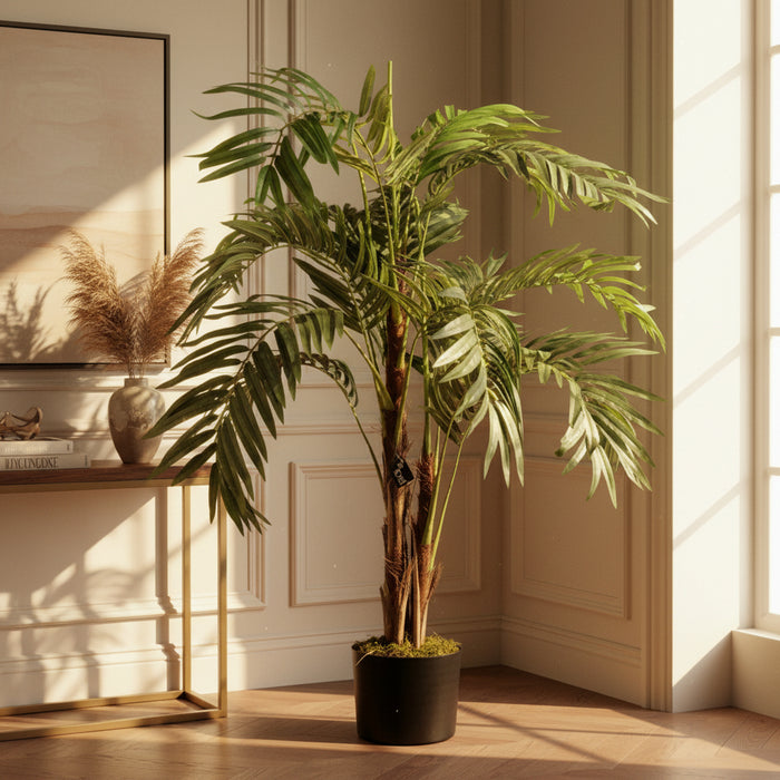 120cm (4ft) Leaf Large Artificial Palm Tree – Faux Plants Natural Green