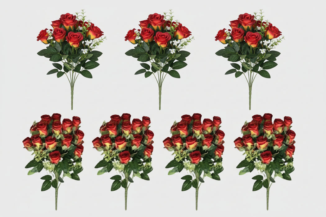 Artificial Red Rose Bunch – Pack of 6 (52cm)