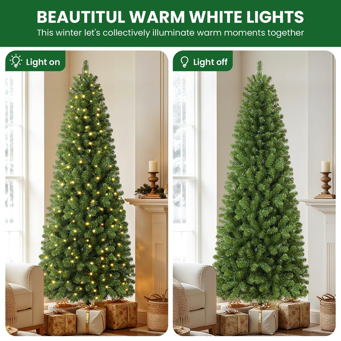 6ft/180cm Slim PRE-Lit Christmas Tree Warm White LED Lights