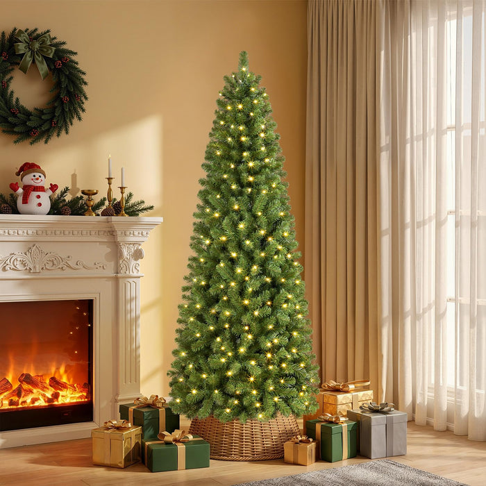 6ft/180cm Slim PRE-Lit Christmas Tree Warm White LED Lights