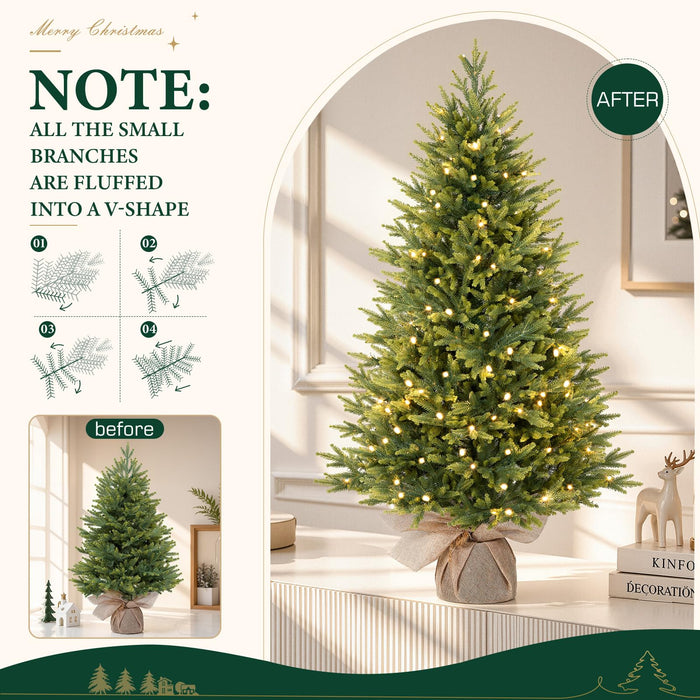 4FT Pre-lit Artificial Mini PE Christmas Tree for Xmas Decorations