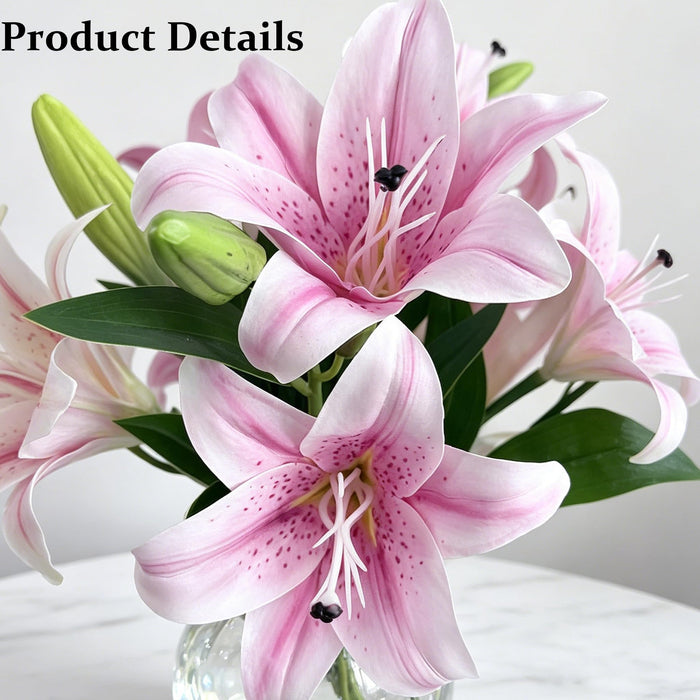 Artificial Pink Lily Bouquet – 40cm | Set of 6 Stems