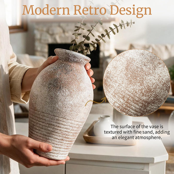 Vintage Fluted Ceramic Vase - 23cm