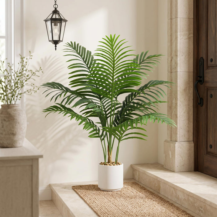 90cm Faux Areca Palm Tree in White Pot
