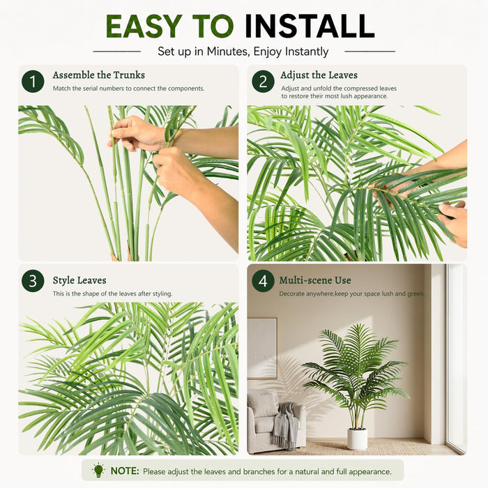 90cm Faux Areca Palm Tree in White Pot