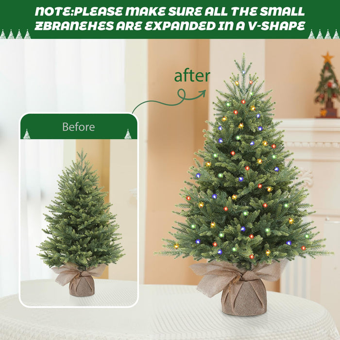 90cm/3ft Pre-Lit LED Artificial Christmas Tree with Multi-Color lights