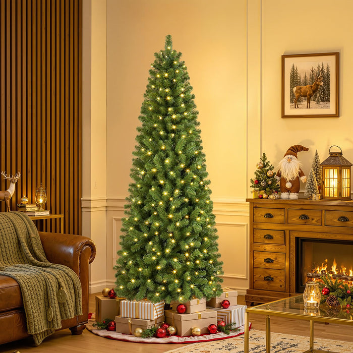 6ft/180cm Slim PRE-Lit Christmas Tree Warm White LED Lights