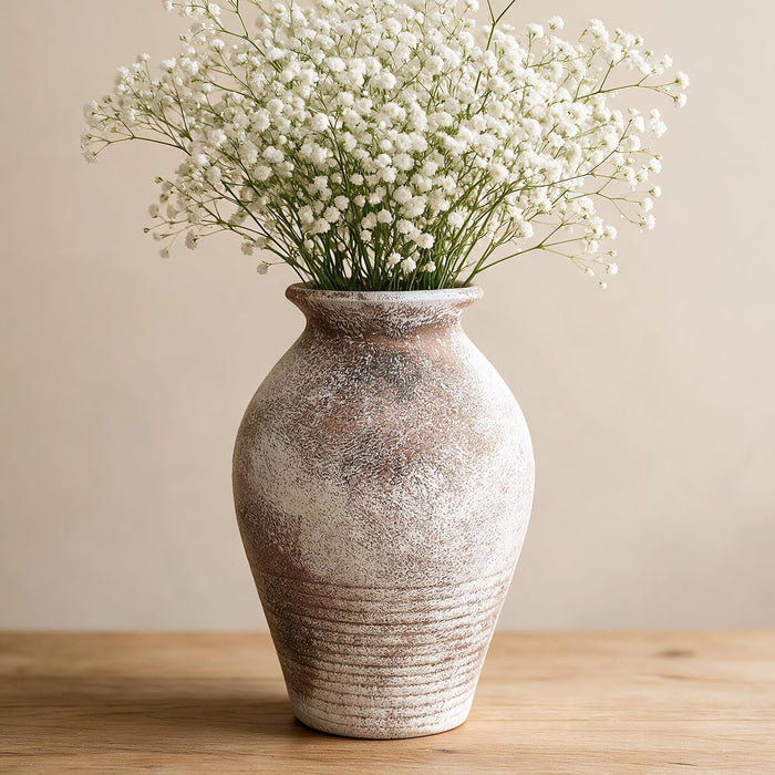 Vintage Fluted Ceramic Vase - 23cm