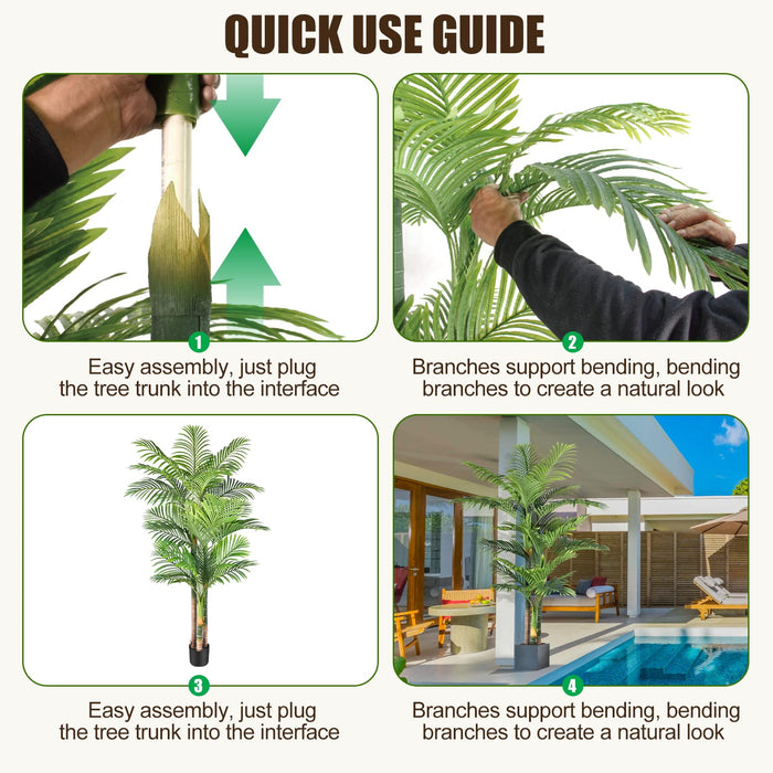 6ft/180cm Tall Triple Trunk Golden Cane Palm Tree (2 Trees Pack)