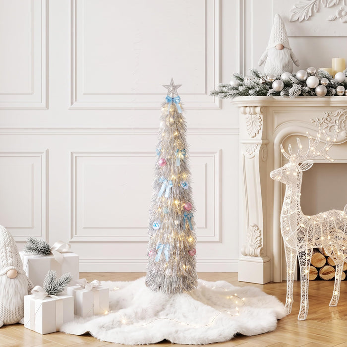 Pop-Up Tinsel Christmas Tree – 146cm with Slim Design