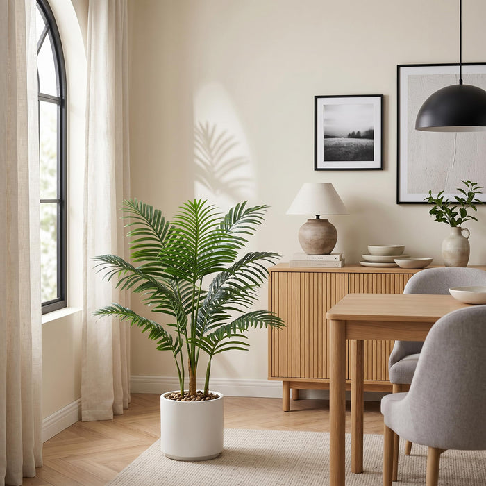 90cm Faux Areca Palm Tree in White Pot