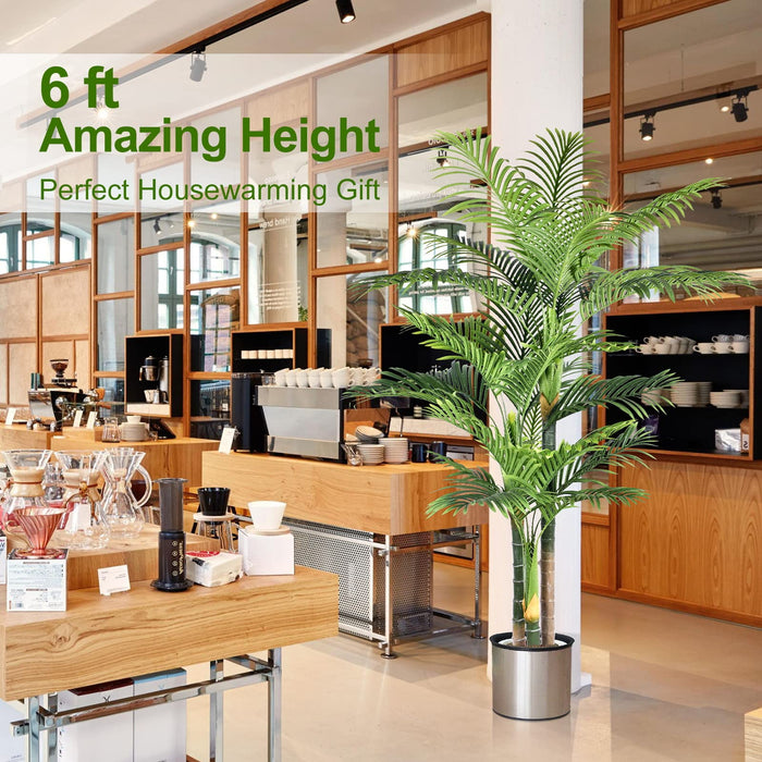 6ft/180cm Tall Triple Trunk Golden Cane Palm Tree (2 Trees Pack)