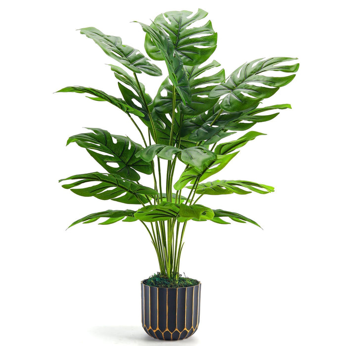 28"  Monstera Plant in Black Gold Pot for Home Decor